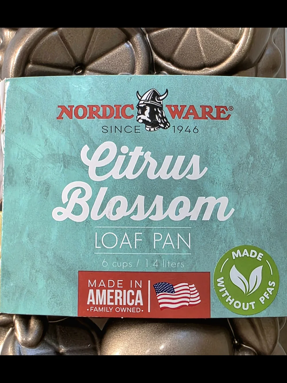 Nordic Ware Citrus Blossom Loaf Pan Cake Bake Heavy Cast Aluminum Rose Silver